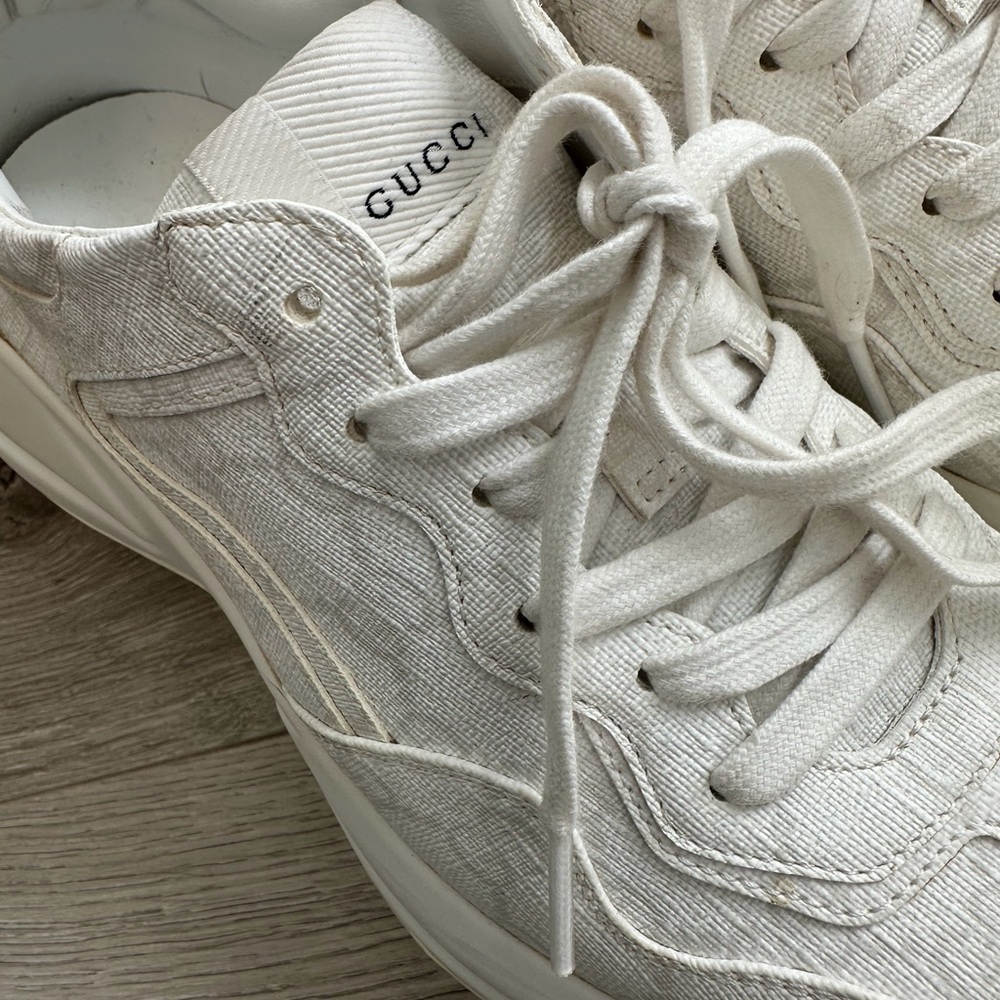 GUCCI SNEAKER- white GG Lace-Up Sneakers - Picture 2 of 10